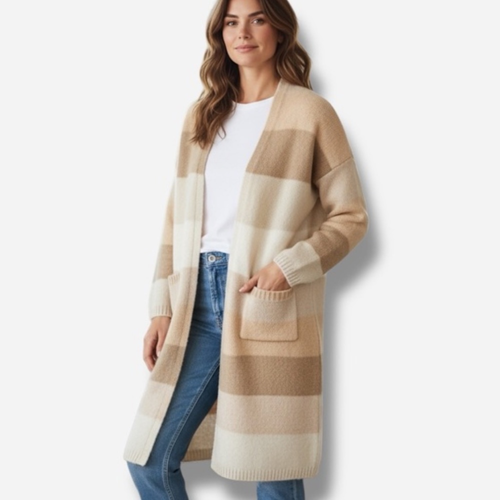 Freshman Striped Long Cardigan XS